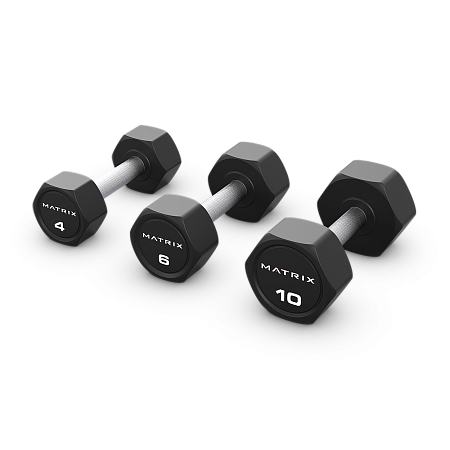 Гексагональные гантели с уретановым покрытием 4 кг. Matrix MAC-S04URE-HEXDB | Matrix Fitness | mtrx-fitness.ru