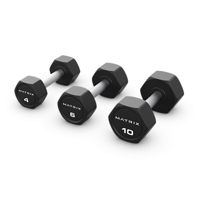 Гексагональные гантели с уретановым покрытием 5 кг. Matrix MAC-S05URE-HEXDB | Matrix Fitness | mtrx-fitness.ru